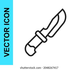 Icono de Cuchillo de línea negra aislado en fondo blanco. Símbolo de cubiertos.  Vector