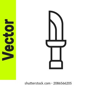 Black line Knife icon isolated on white background. Cutlery symbol.  Vector