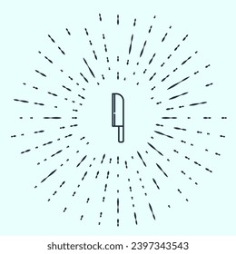 Icono de Cuchillo de línea negra aislado en fondo gris. Símbolo de cubiertos. Resumen de puntos aleatorios de círculo. Vector