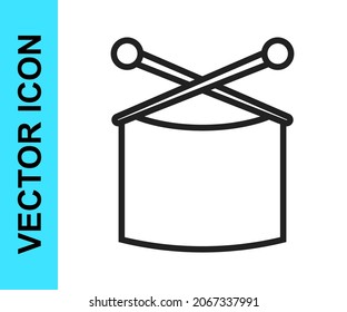 Black line Knitting needles icon isolated on white background. Label for hand made, knitting or tailor shop.  Vector