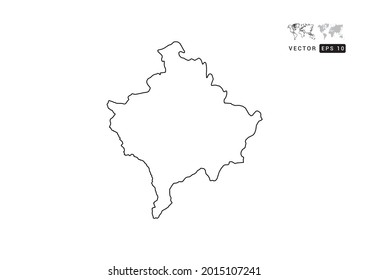Black  line Kosovo map vector on white background.