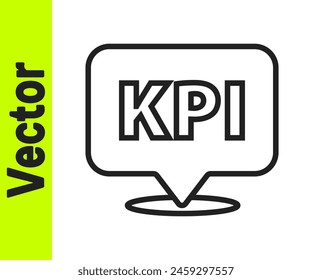 Black line KPI - Key performance indicator icon isolated on white background.  Vector