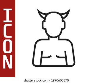Black line Krampus, heck icon isolated on white background. Horned devil. Traditional Christmas devil. Happy Halloween party.  Vector