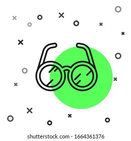Black line Laboratory glasses icon isolated on white background.  Vector Illustration
