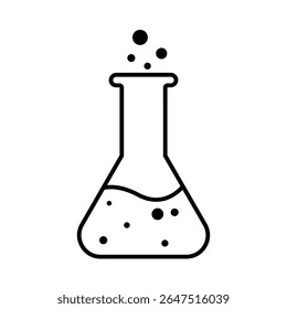 Ícone de pesquisa de laboratório de linha preta. ícone de teste químico linha gráficos vetoriais. tema químico. ícone de tubos de teste químico. ícone de laboratório de balão