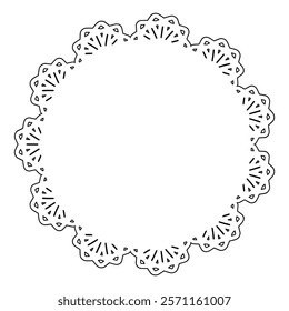 Black line lace circular frame material