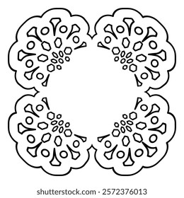 Black line lace circular frame material