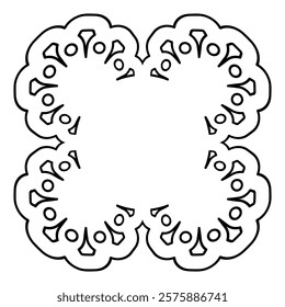 Black line lace circular frame material