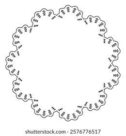 Black line lace circular frame material