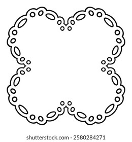 Black line lace circular frame material