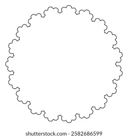 Black line lace circular frame material