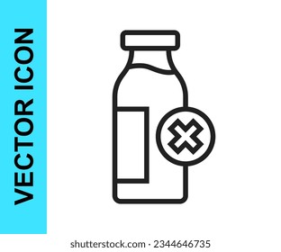 Black line Lactose intolerance icon isolated on white background. Not allow milk. Allergy concept, lactose intolerance allergy warning sign.  Vector