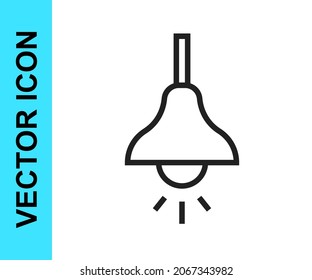 Black Line Lamp Hanging Icon Isolated On White Background. Ceiling Lamp Light Bulb.  Vector