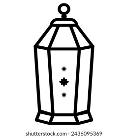 Black line Lantern Vector Design. Middle Eastern Islamic Arabic Lantern Symbol Icon, religious antique traditional lamp, vintage kerosene chandelier