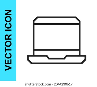 Black line Laptop icon isolated on white background. Computer notebook with empty screen sign.  Vector