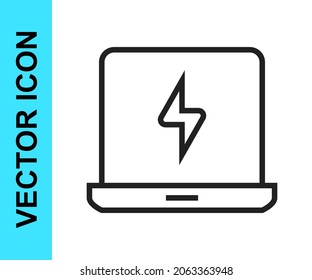Black line Laptop icon isolated on white background. Computer notebook with empty screen sign.  Vector