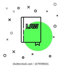 Black line Law book icon isolated on white background. Legal judge book. Judgment concept.  Vector Illustration