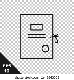 Black line Lawsuit paper icon isolated on transparent background.  Vector Illustration