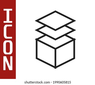 Black line Layers icon isolated on white background.  Vector