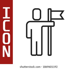Black line Leader of a team of executives icon isolated on white background.  Vector