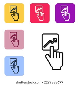 Líder de la línea negra de un icono de un equipo de ejecutivos aislados en fondo blanco. Establezca iconos en los botones cuadrados de color. Vector