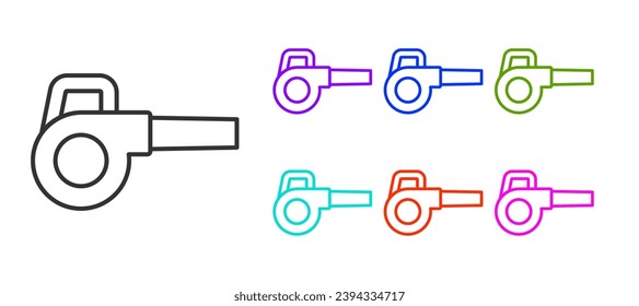 Black line Leaf garden blower icon isolated on white background. Set icons colorful. Vector Illustration