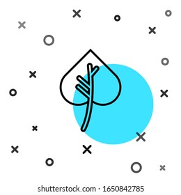 Black line Leaf icon isolated on white background. Leaves sign. Fresh natural product symbol. Random dynamic shapes. Vector Illustration