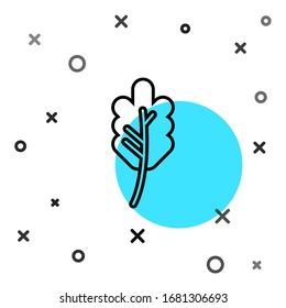 Black line Leaf icon isolated on white background. Leaves sign. Fresh natural product symbol. Random dynamic shapes. Vector Illustration