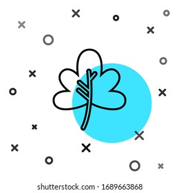 Black line Leaf icon isolated on white background. Leaves sign. Fresh natural product symbol. Random dynamic shapes. Vector Illustration