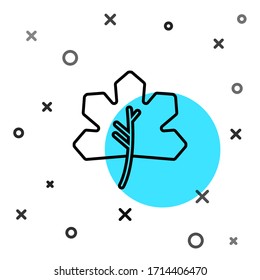 Black line Leaf icon isolated on white background. Leaves sign. Fresh natural product symbol. Random dynamic shapes. Vector Illustration