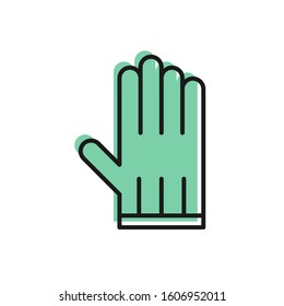 Black line Leather glove icon isolated on white background.  Vector Illustration