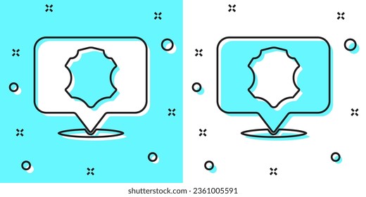Black line Leather icon isolated on green and white background. Random dynamic shapes. Vector