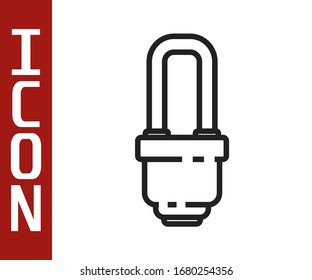 Black line LED light bulb icon isolated on white background. Economical LED illuminated lightbulb. Save energy lamp.  Vector Illustration