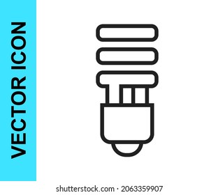 Black line LED light bulb icon isolated on white background. Economical LED illuminated lightbulb. Save energy lamp.  Vector