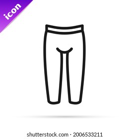 Black line Leggings icon isolated on white background.  Vector