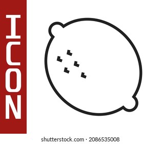 Black line Lemon icon isolated on white background.  Vector