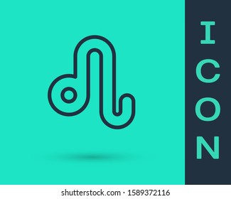 Black line Leo zodiac sign icon isolated on green background. Astrological horoscope collection.  Vector Illustration