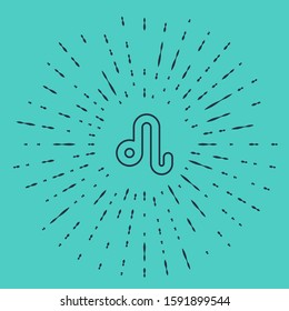 Black line Leo zodiac sign icon isolated on green background. Astrological horoscope collection. Abstract circle random dots. Vector Illustration
