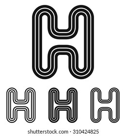 Black line letter h logo design set