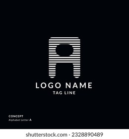 Black line A Letter logo concepts, alphabet letters Logo