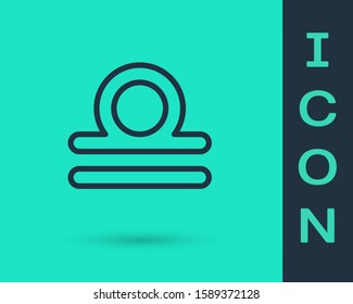 Black line Libra zodiac sign icon isolated on green background. Astrological horoscope collection.  Vector Illustration