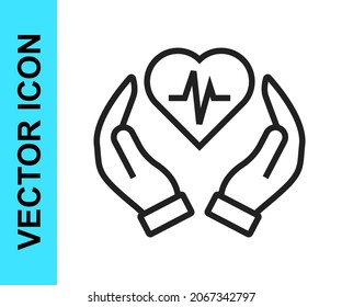 Black line Life insurance icon isolated on white background. Security, safety, protection, protect concept.  Vector