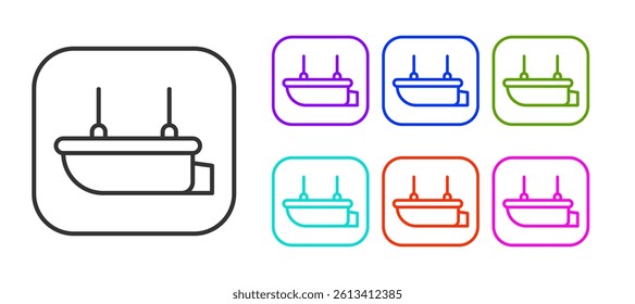 Black line Lifeboat icon isolated on white background. Set icons colorful. Vector