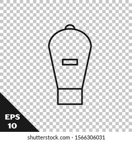 Black line Lift bag icon isolated on transparent background. Diving underwater equipment.  Vector Illustration