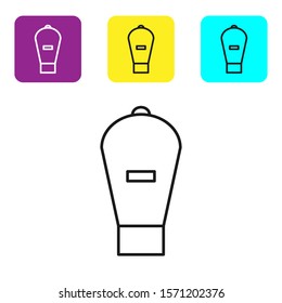 Black line Lift bag icon isolated on white background. Diving underwater equipment. Set icons colorful square buttons. Vector Illustration
