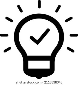 Black line light bulb and check mark Vector Image
