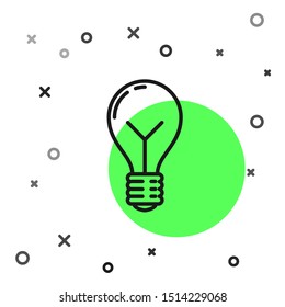 Black line Light bulb with concept of idea icon isolated on white background. Energy and idea symbol. Inspiration concept.  Vector Illustration