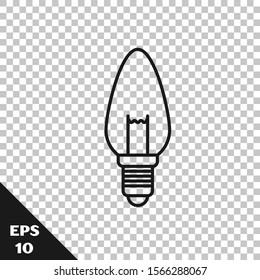 Black line Light bulb with concept of idea icon isolated on transparent background. Energy and idea symbol. Inspiration concept.  Vector Illustration