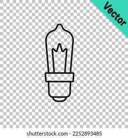 Black line Light bulb with concept of idea icon isolated on transparent background. Energy and idea symbol. Inspiration concept.  Vector