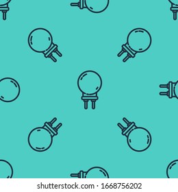 Línea negra Icono de diodo emisor de luz aislado patrón sin fisuras sobre fondo verde. Componente eléctrico diodo semiconductor. Ilustración vectorial